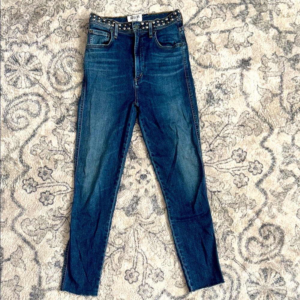 Agolde Blue Skinny Jeans High-Rise skinny capri